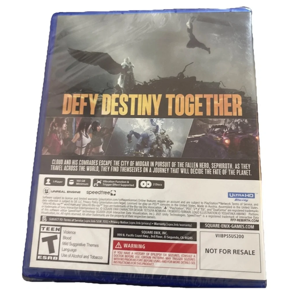 Final Fantasy VII 7 Rebirth Game & Rebirth Steelbook Case For Sony PS5 Sealed